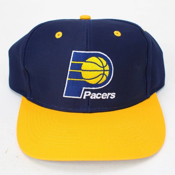 Vintage Indiana Pacers Snapback Hat Logo Athletic Basketball Blue Yellow NWOT - Picture 1 of 9